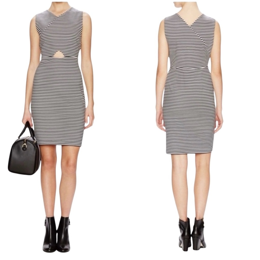 Kate Spade Saturday Striped Sleeveless Bodycon dress sleeveless front cut out